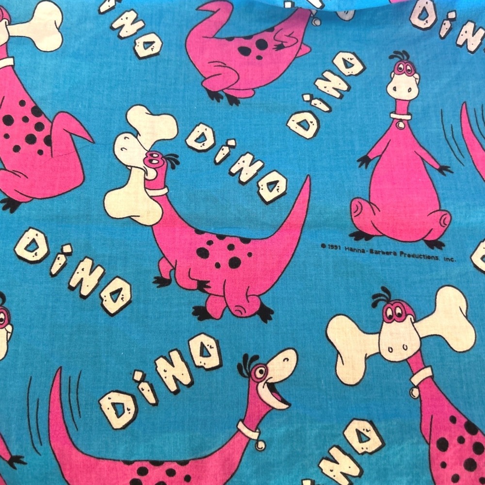 Vintage 1991 Hanna-Barbera Dino Flintstones Fabric 90s Cartooncore Retro Remnant